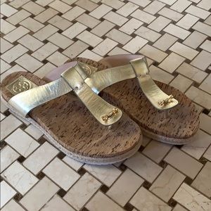 Tory Burch Cork Metallic Gold Sandal 8